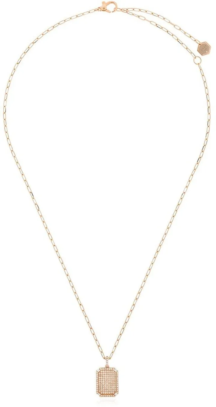 18kt rose gold ID pendant diamond necklace
