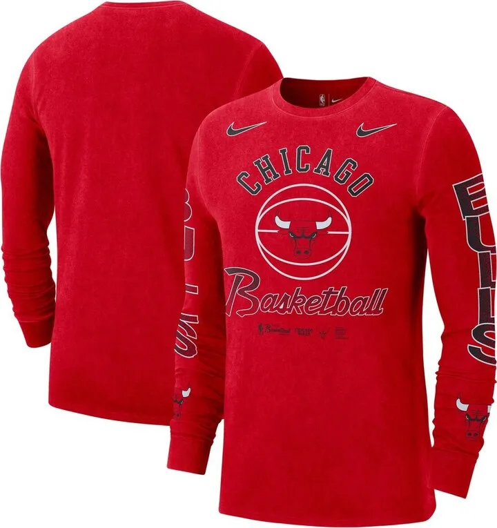 Men's Nike Red Chicago Bulls Courtside Retro Elevated Long Sleeve T-shirt