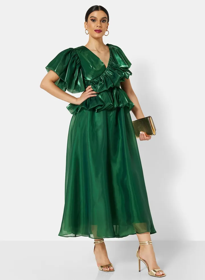 Asymmetrical Ruffle Detail Dress