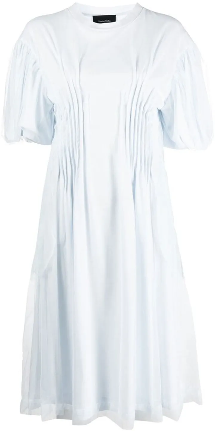 Tulle-Overlay Midi Dress