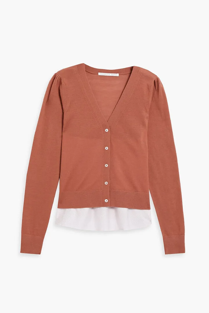 Liatris cotton poplin-paneled merino wool cardigan
