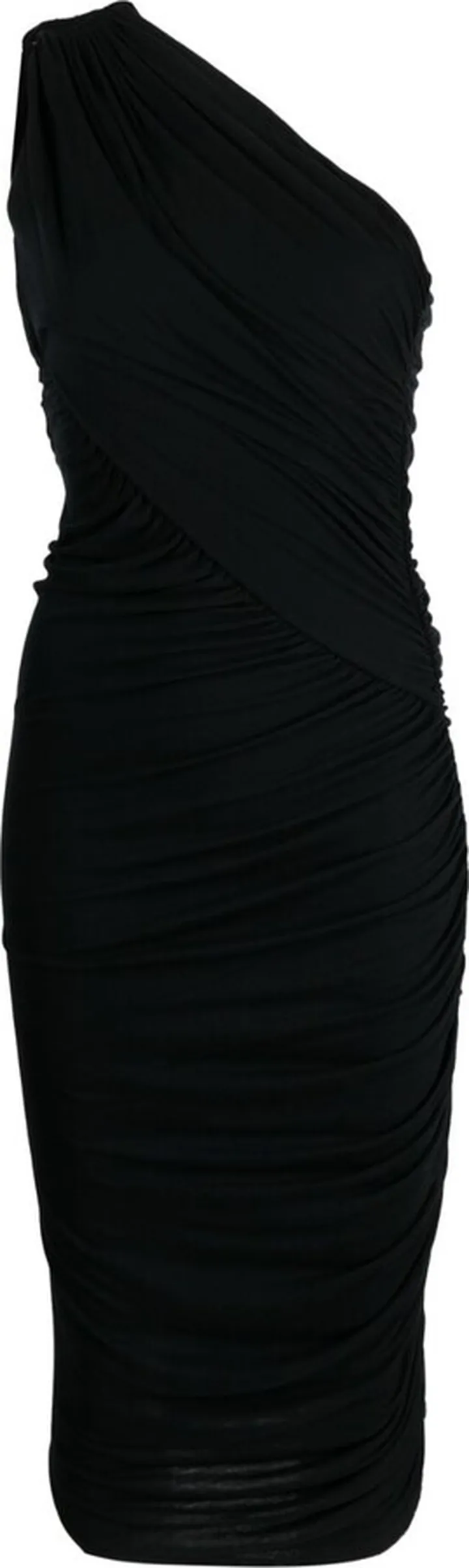 Ruched One-Shoulder Midi Dress
