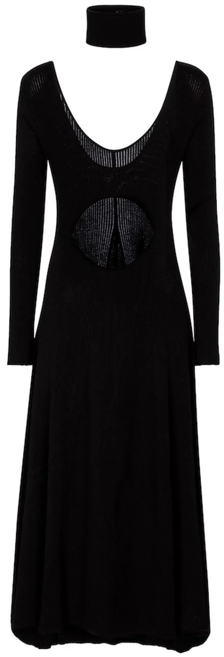 Cut-out ribbed-knit midi dress