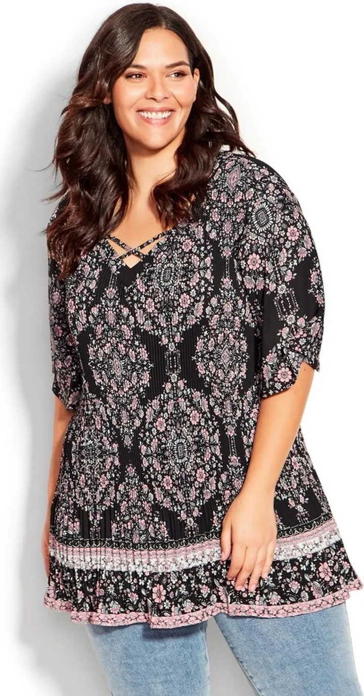 EVANS | Women's Plus Size Clairville Pleat Tunic - black - 20W