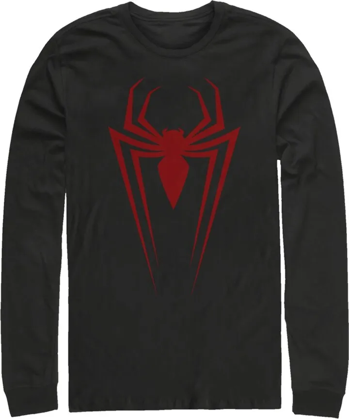 Men's Marvel Spider-Man Icon Badge Long Sleeve Shirt - Black - 2X Large