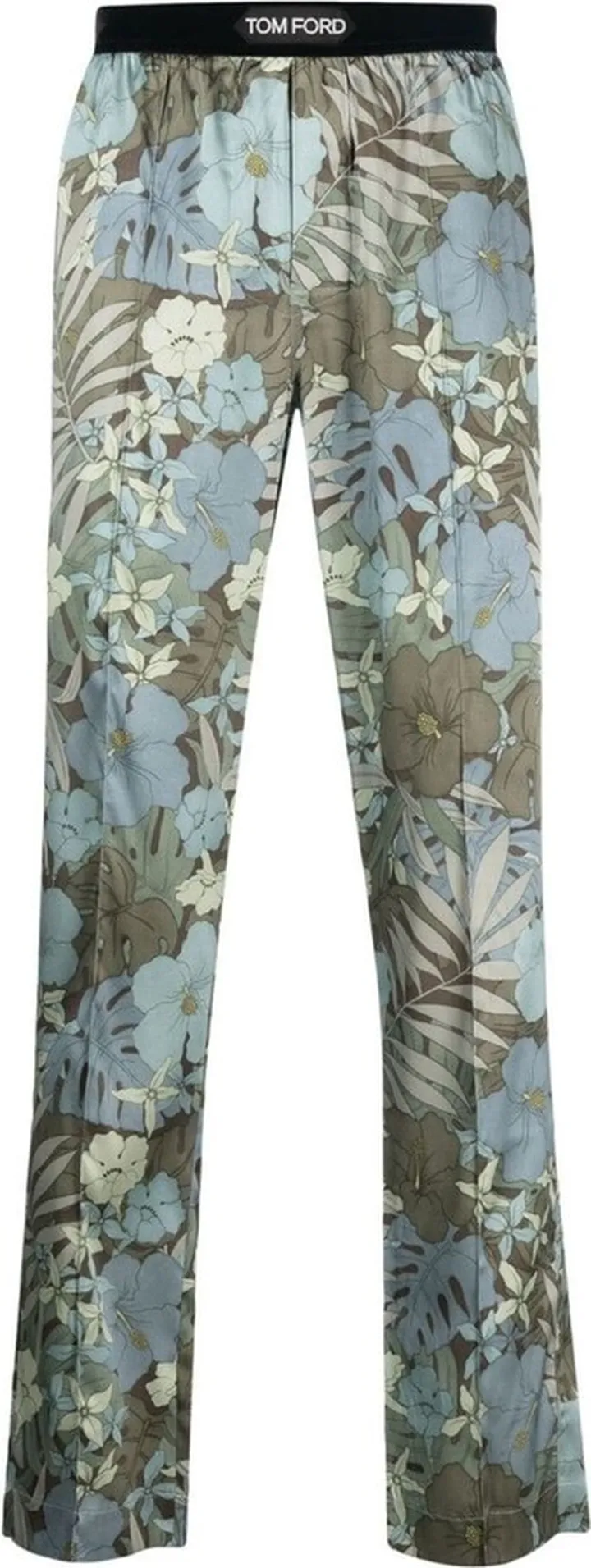 Floral-Print Silk Pajama Trousers