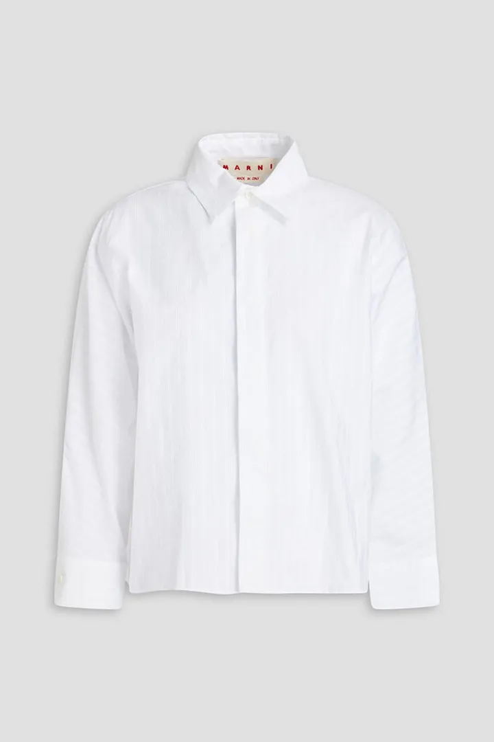 Embroidered cotton-poplin shirt