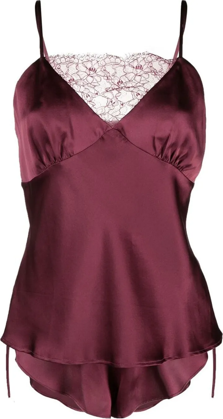 Purple Silk Camisole And Short Set
