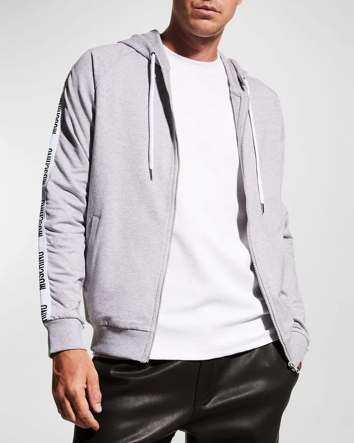 Men's Logo-Tape Zip Hoodie