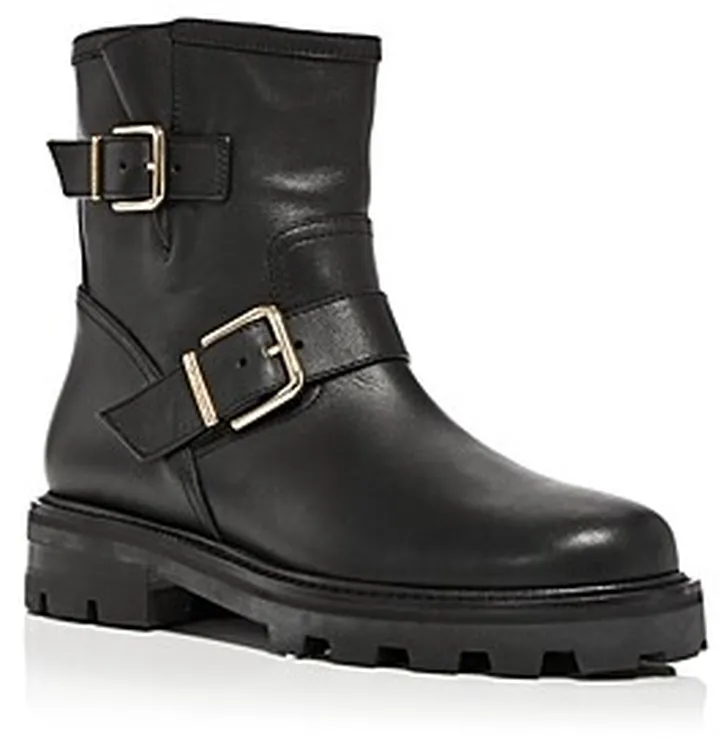Jimmy Choo Women's Youth Ii Double Buckle Moto Boots