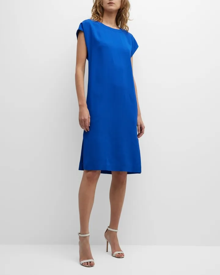 Cap-Sleeve Cady Tunic Dress