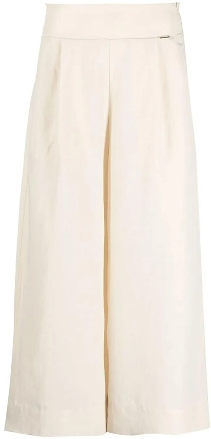 Wide-Leg Cropped Culotte Trousers