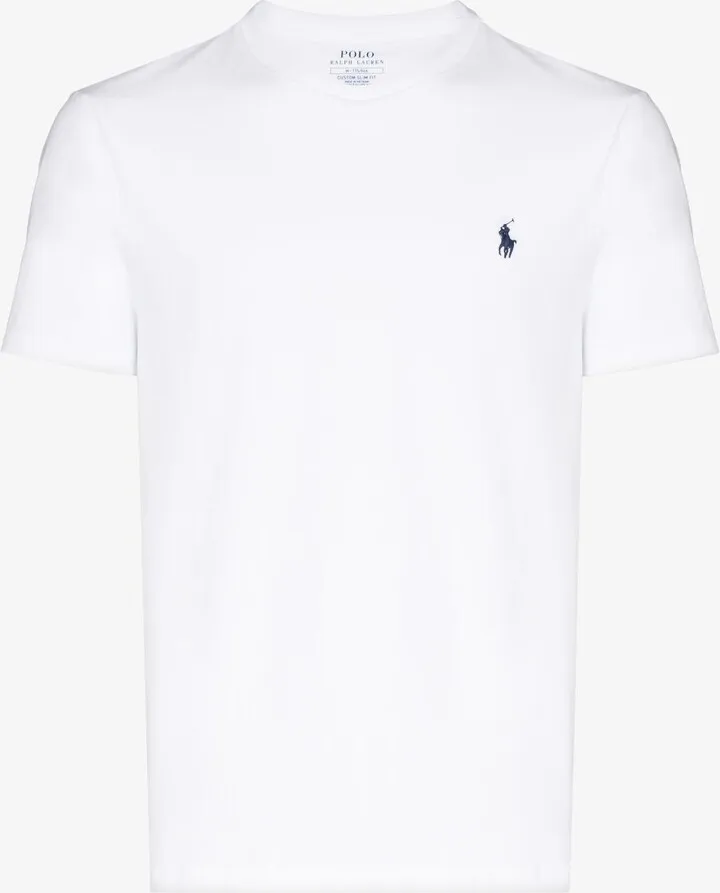 White Embroidered Logo Cotton T-Shirt
