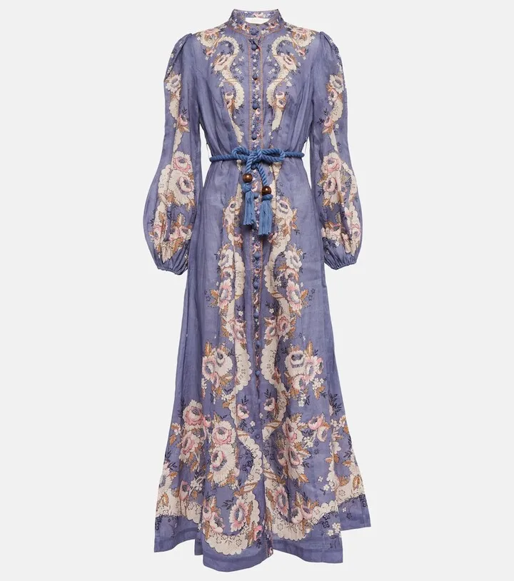 Vitali printed linen maxi dress