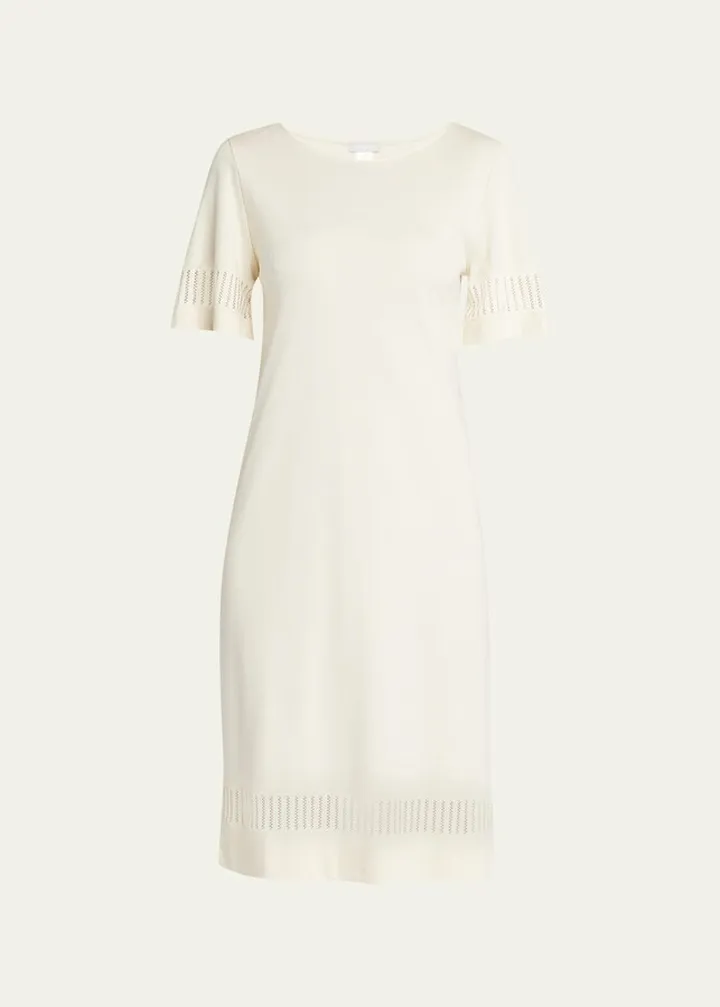Gaia Short-Sleeve Lace-Inset Nightgown
