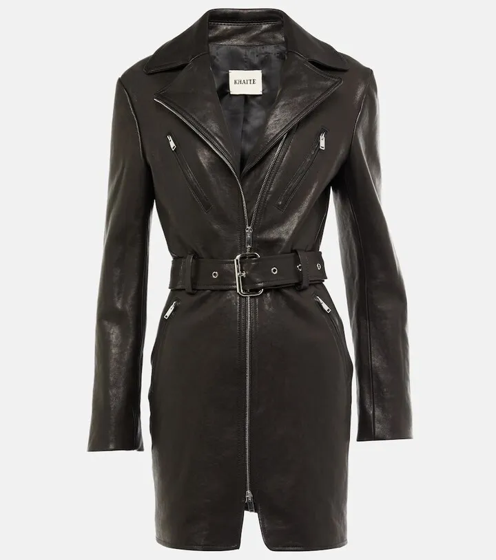 Nuelle belted leather minidress