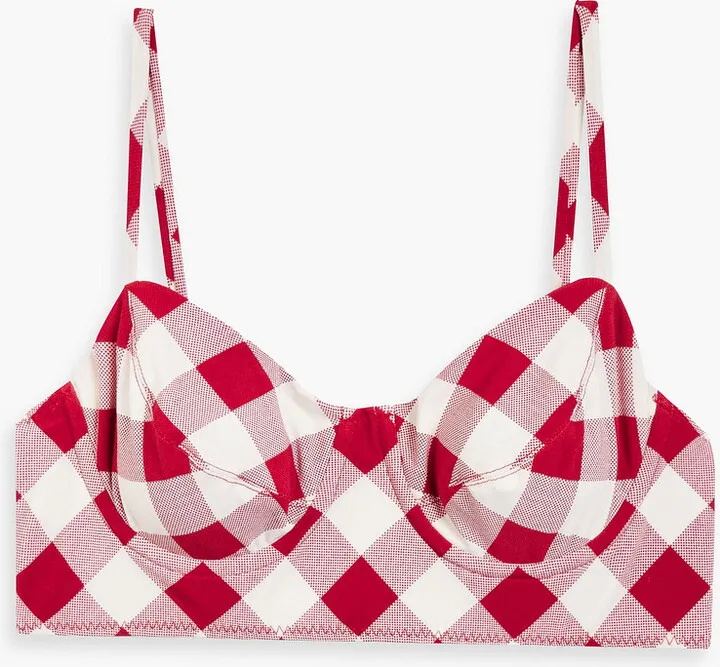 Checked underwired bikini top