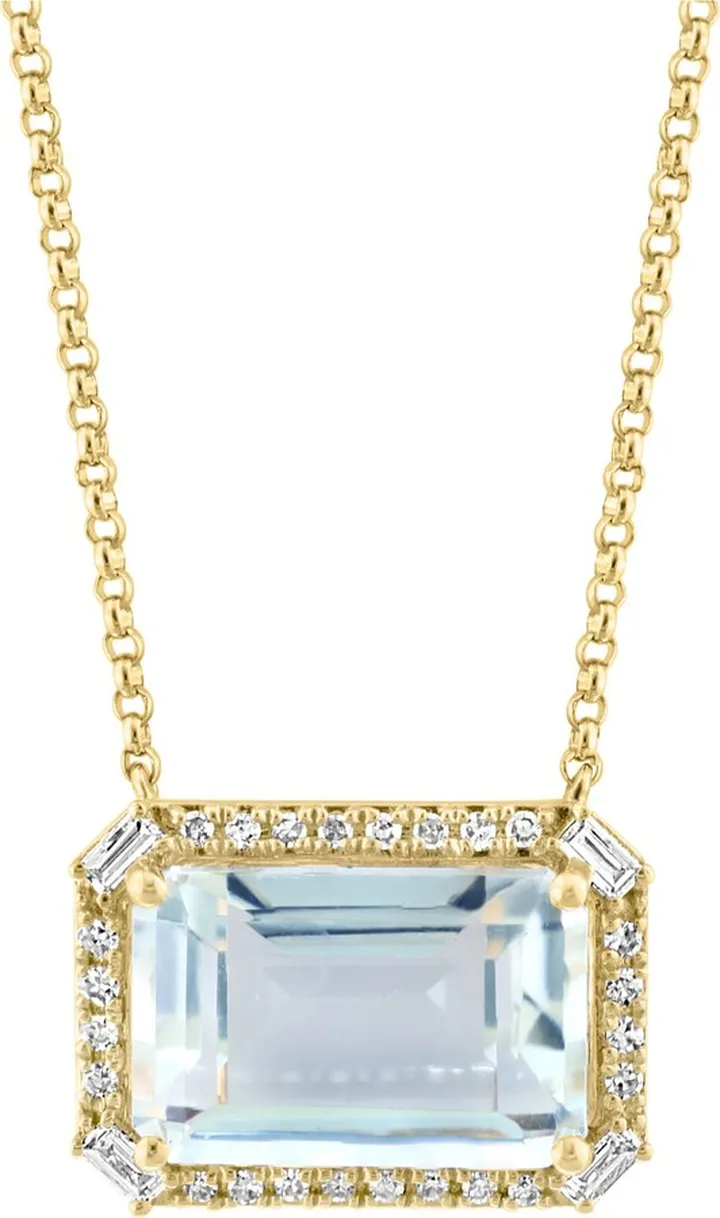 14K Yellow Gold Diamond White Topaz Pendant Necklace - 0.18 ctw.