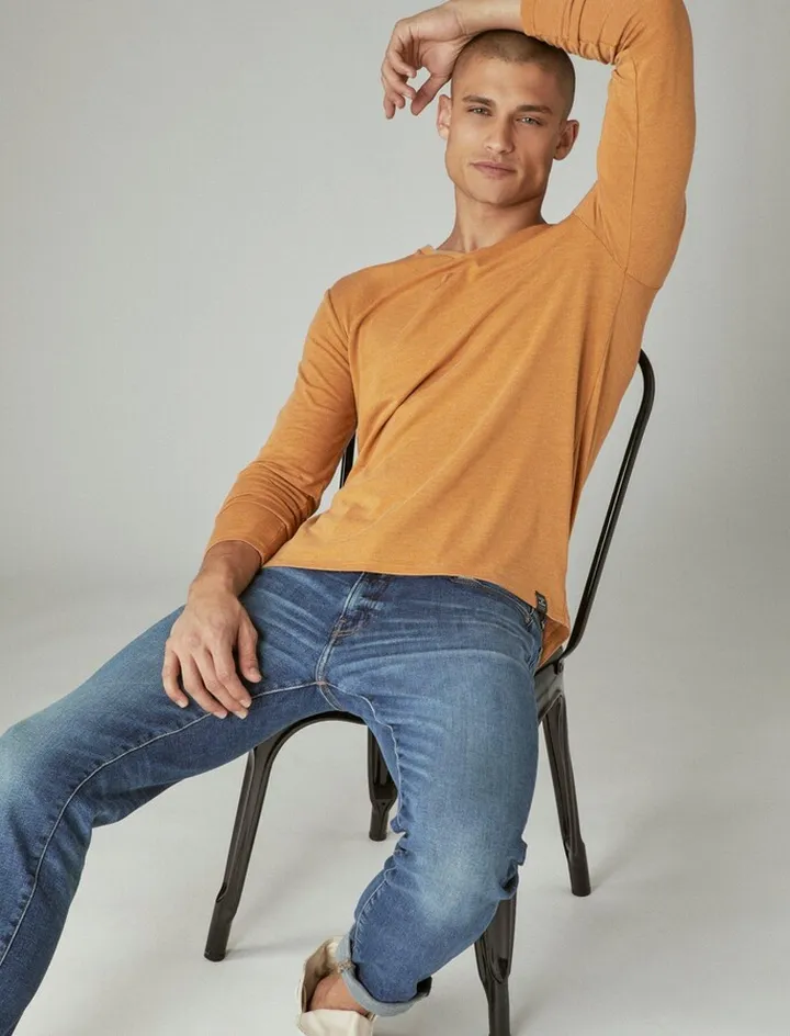 Lucky Brand Men's Venice Burnout V-Neck Long Sleeve Tee