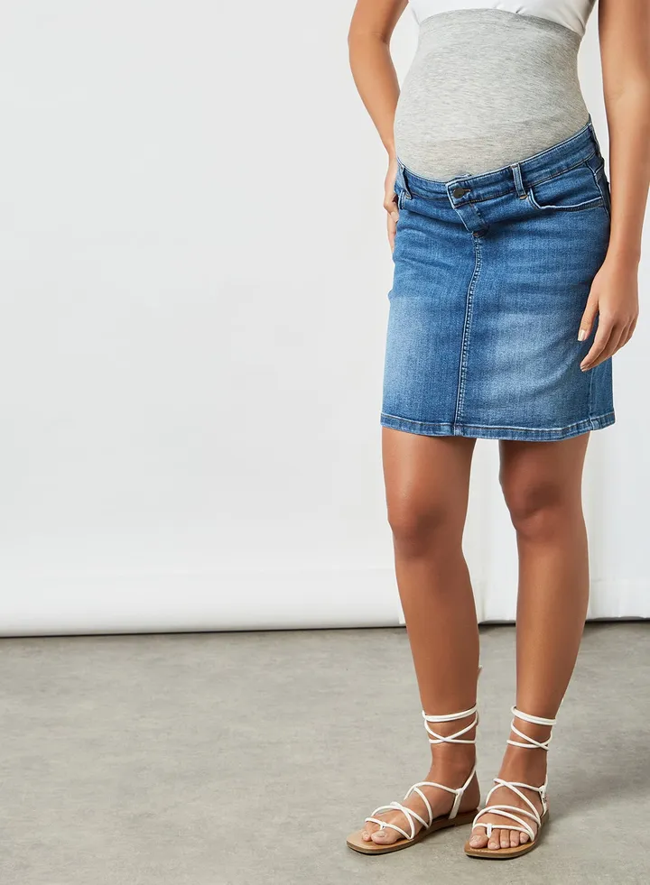 Denim Maternity Skirt Blue