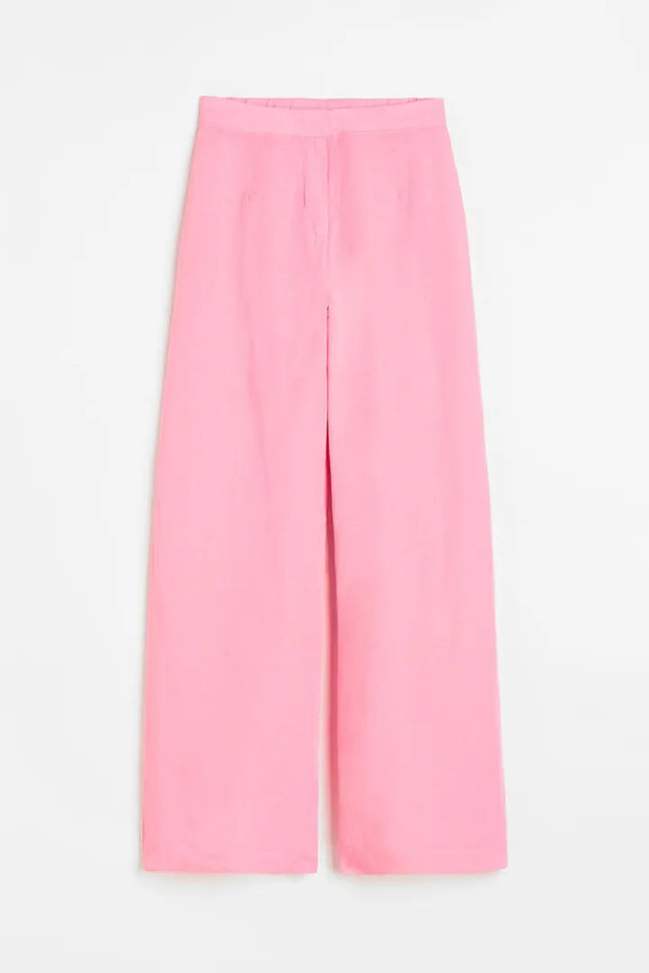 Wide-leg Linen-blend Pants