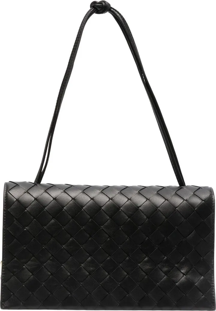 Black Trio Intrecciato Leather Pouch Bag