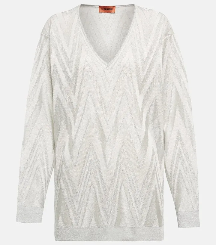 Metallic V-neck sweater