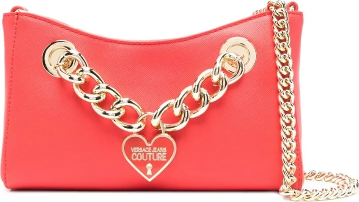 Heart Enamelled-Logo Chain Shoulder Bag