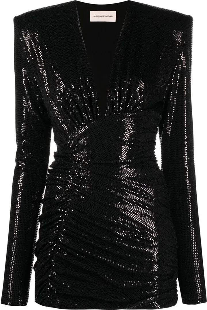 sequin-embellished V-neck mini dress