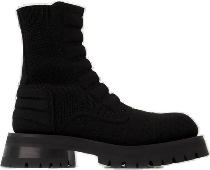 Balmain Chunky Sole Knitted Combat Boots