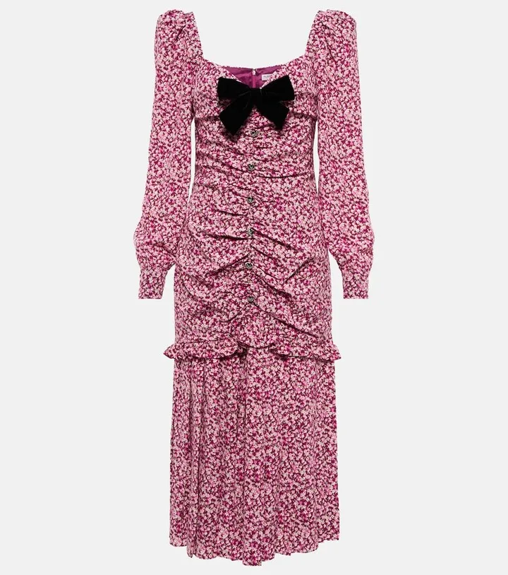 Floral silk midi dress