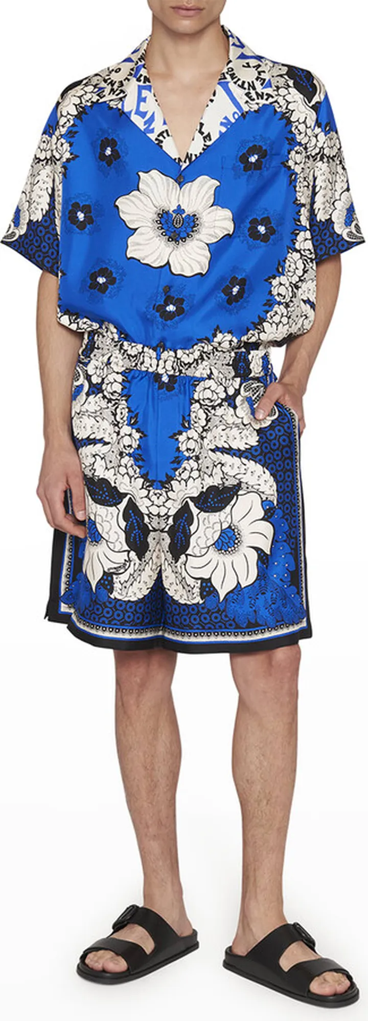 Men's Bandana Flower Silk Camp Shirt