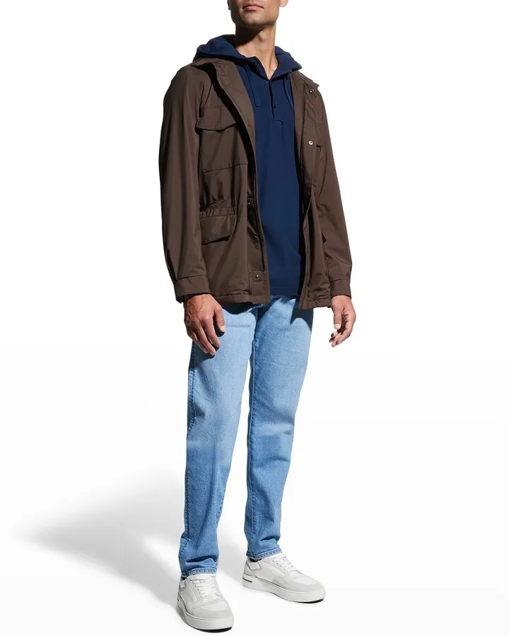 Men's Huck Lace Piqué Cotton Hooded Sweater