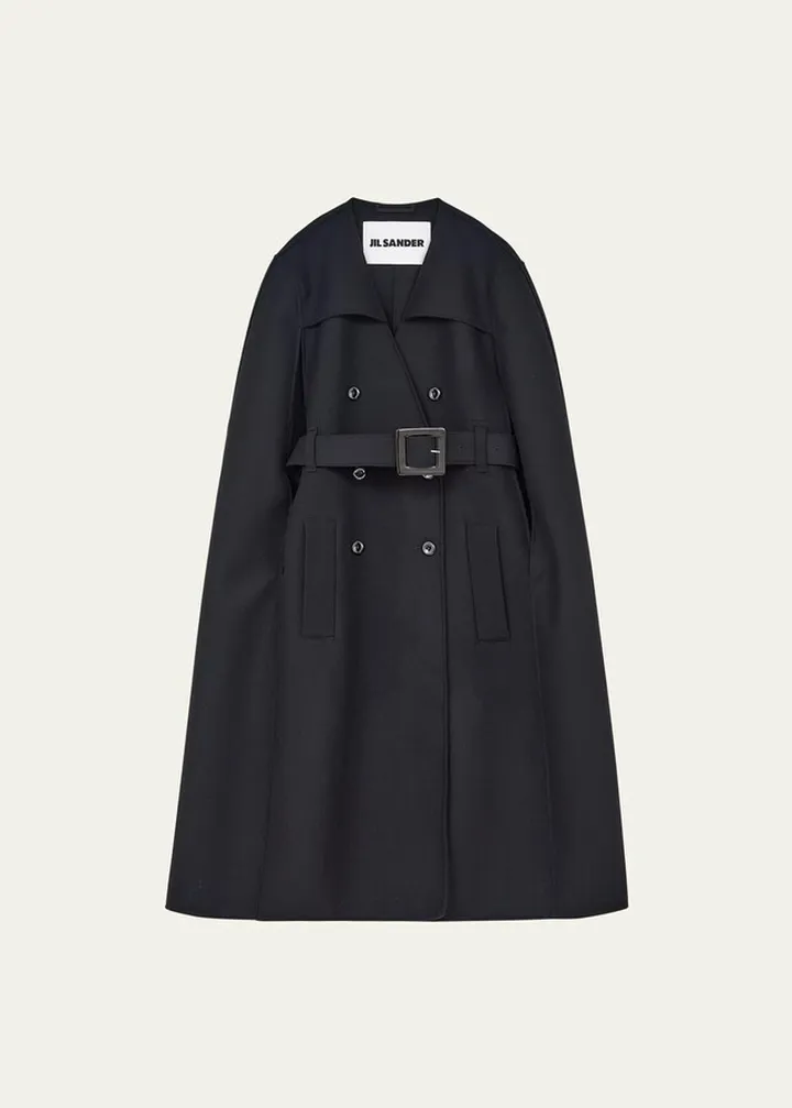 Belted Wool Trench Cape