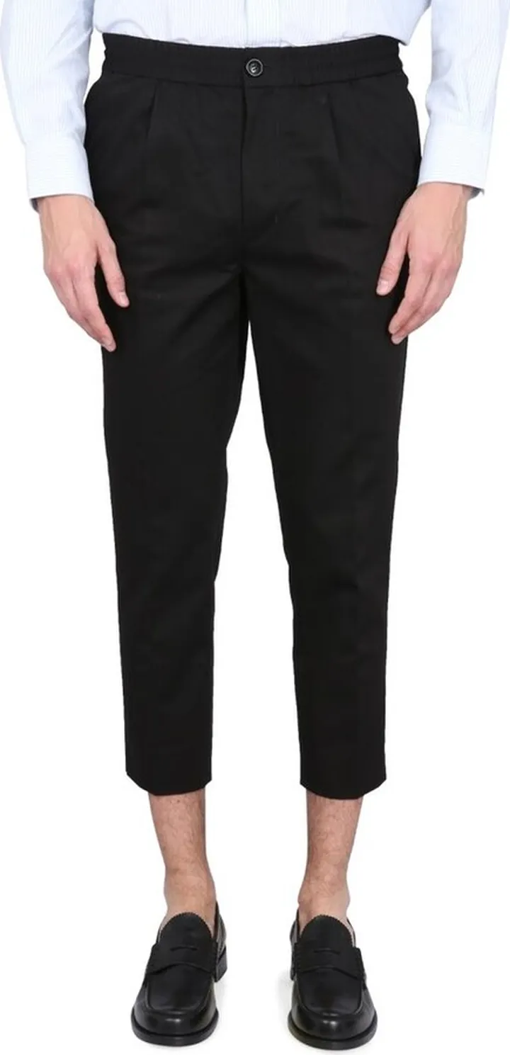 AMI Paris Cropped Tapered Elasticated Waistband Trousers