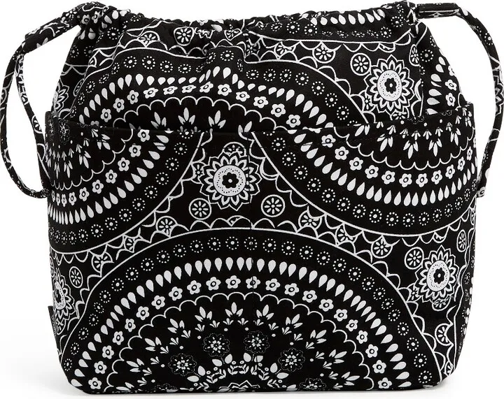 Vera Bradley Women's Recycled Cotton Pocket Ditty Bag Black Bandana Medallion