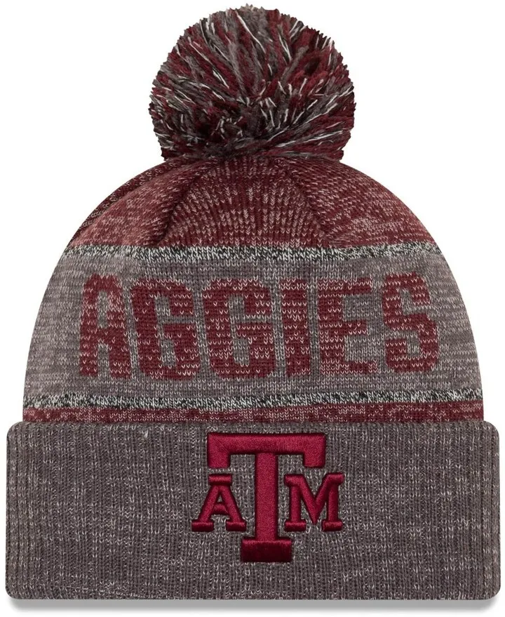 Men's New Era Maroon Texas A & M Aggies Team Freeze Cuffed Knit Hat with Pom