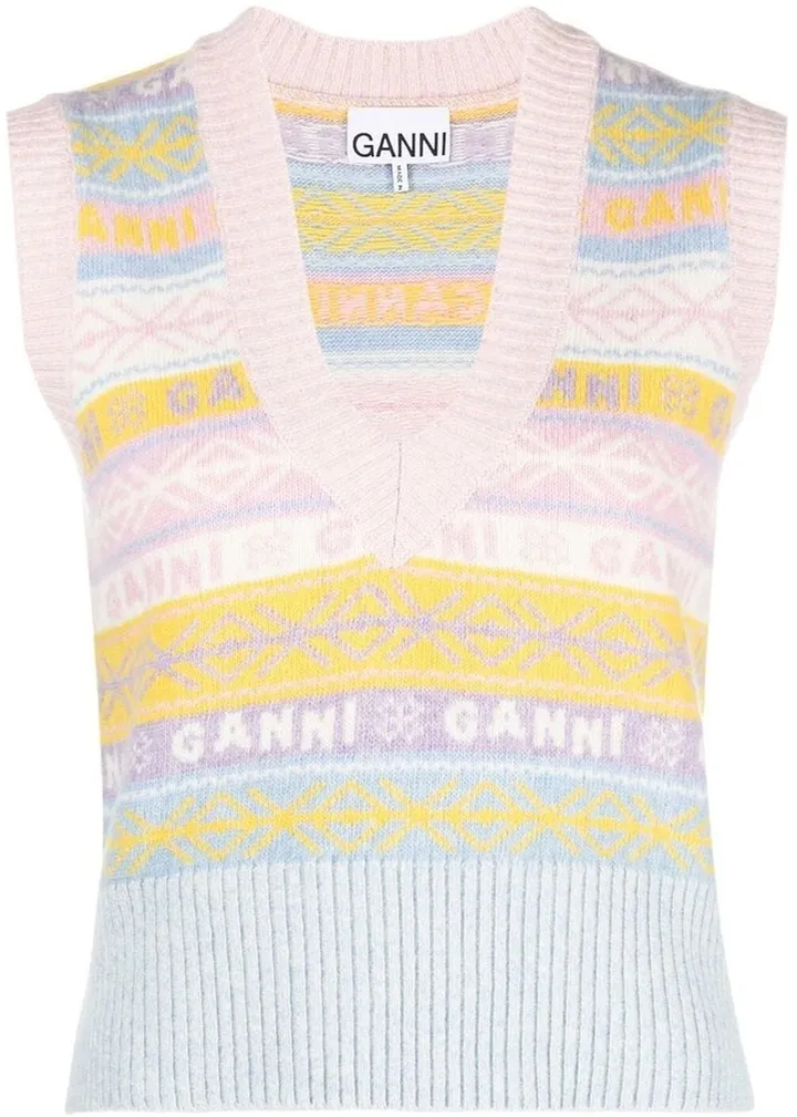 intarsia-knit V-neck vest
