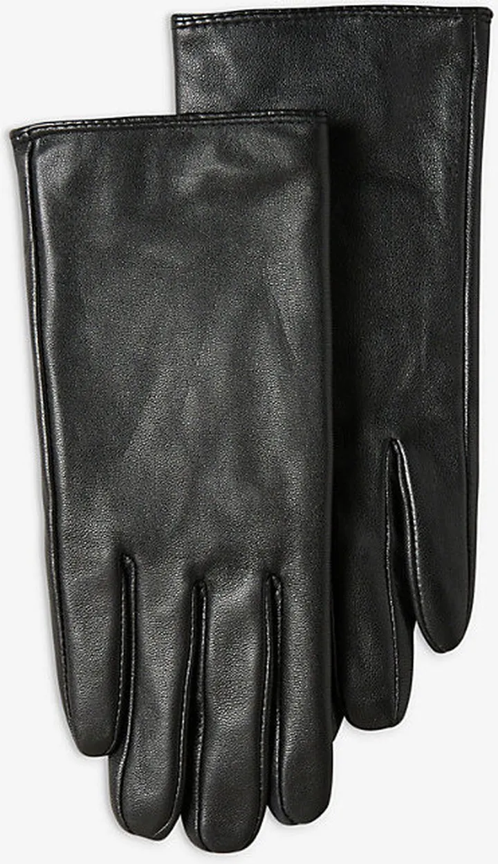 Womens Black Arleo agnolia Stud-embellished Leather Gloves