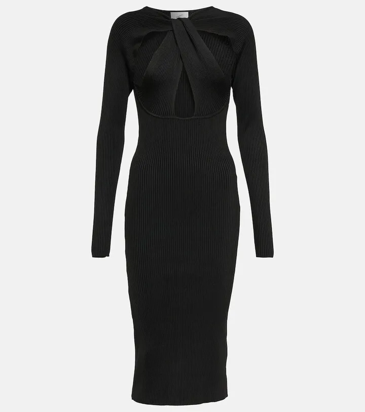 Cutout ribbed-knit dress