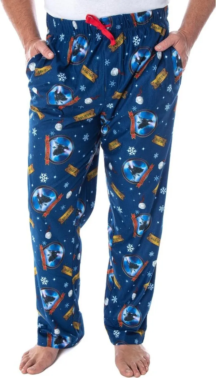 The Polar Express Men's Believe Train Ticket Lounge Sleep Pajama Pants (LG) Blue