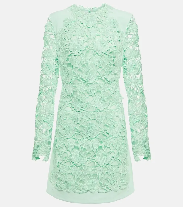 Embroidered cotton-blend minidress