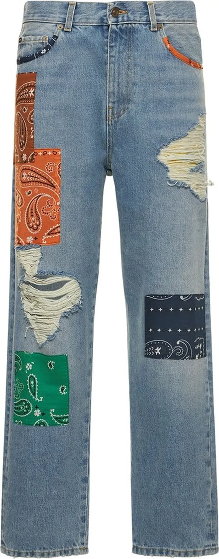 California patchwork cotton denim jeans
