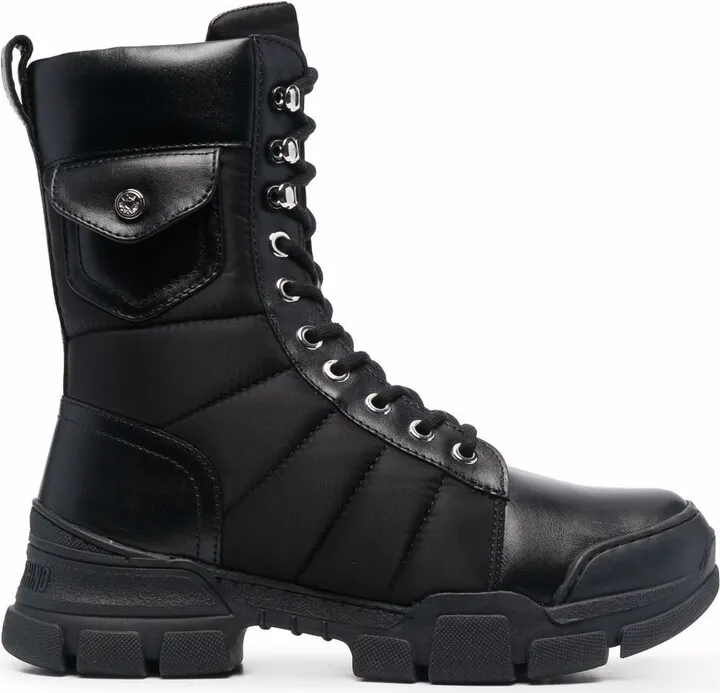 Laced Patch-Pocket Boots