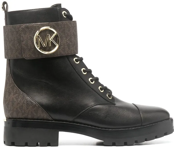 Logo-Print Combat Boots