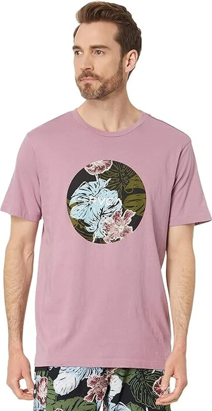 RVCA Motor Monstera Short Sleeve Tee (Lavender) Men's Clothing