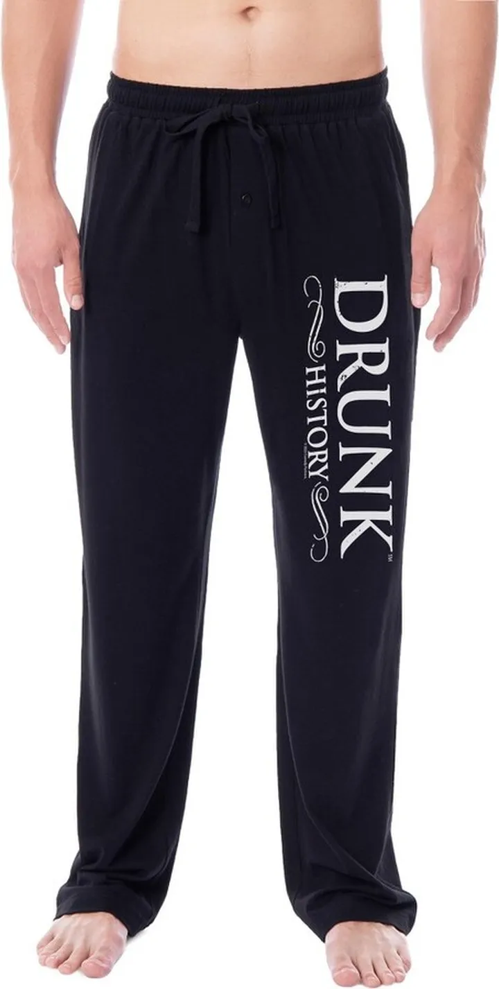 Drunk History Mens' TV Show Series Logo Title Sleep Pajama Pants (XX-Large) Black