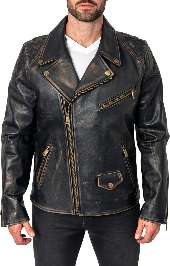 Destroyed Leather Biker Jacket