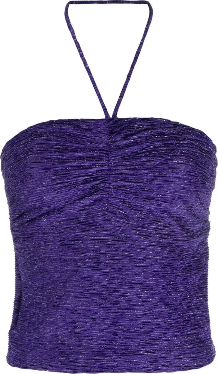 Metallic-Slub Halterneck Top