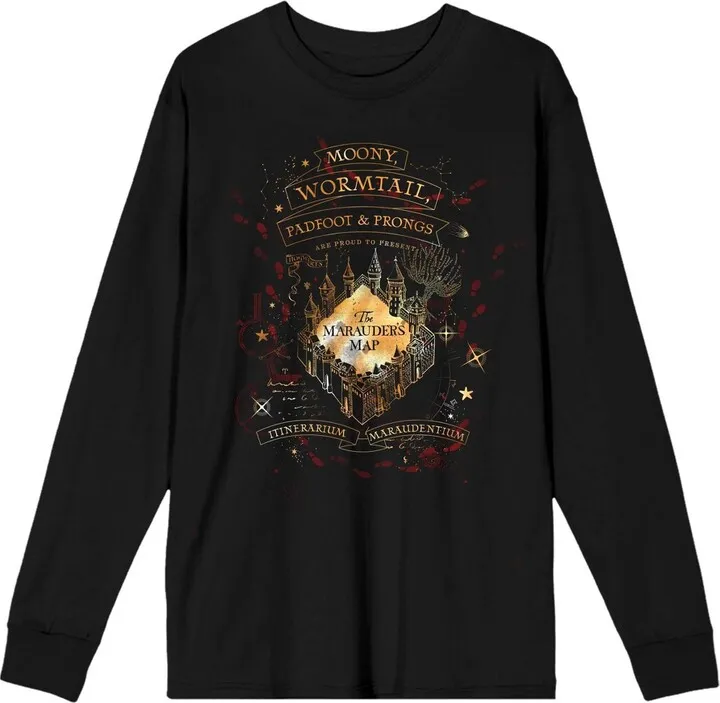 Harry Potter Marauder's Map Women’s Black Long Sleeve Shirt -Medium